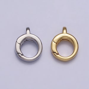 14K Gold Filled Push Gate Ring Clasps 10mm Jewelry Findings with Open Loops for Charm Holder Necklace Bracelet Component Z131