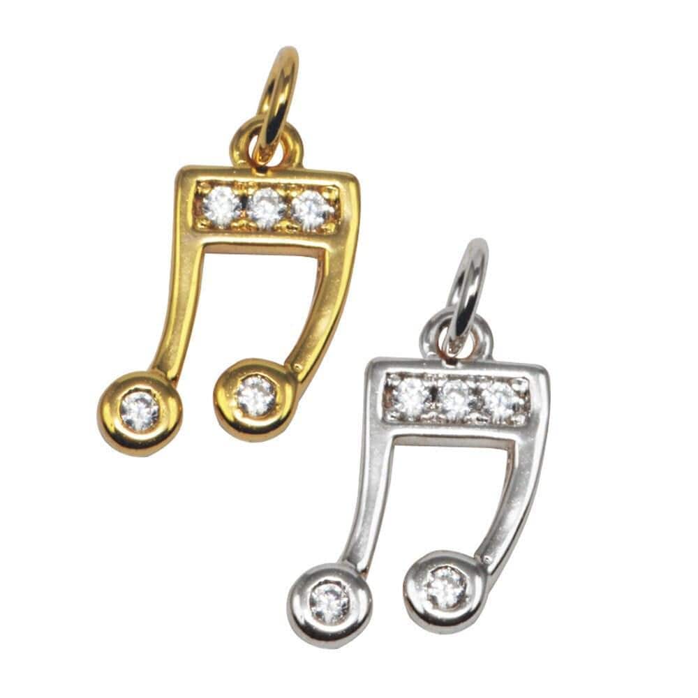 Gold filled musical note charm design micro pave pendant for earring necklace bracelet charm supply e-568 e-569