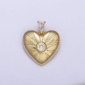 Small heart charm - cubic solitaire dainty gold mini heart add on charm - dainty heart - love inspired gold  heart pendant c683