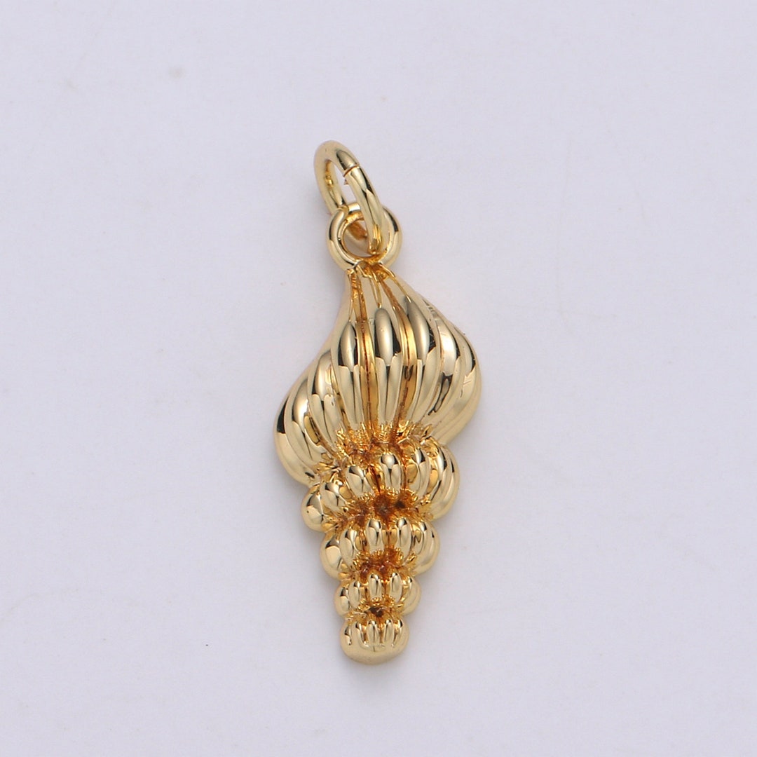 Sea Snail Shell 24K Gold Charm, Golden Snail Shell Pendant Charm, Charm ...