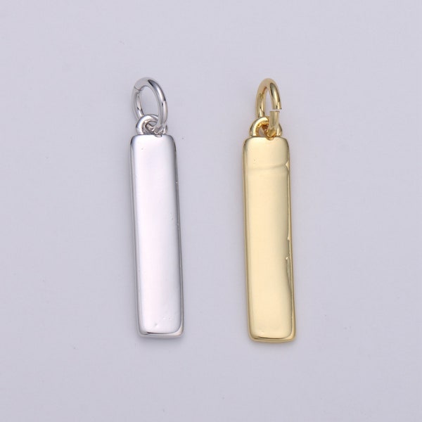 1pc 24k Gold  and Silver Long Rectangle Charm,  Dainty Women Necklace,  Charm, For DIY Jewelry, Gold Color, CHGF-1570, 1571