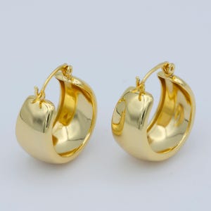 Chunky gold earrings, minimalist wide dome hoop earrings in 24k gold filled available in thick gold chunky hoops, p-265