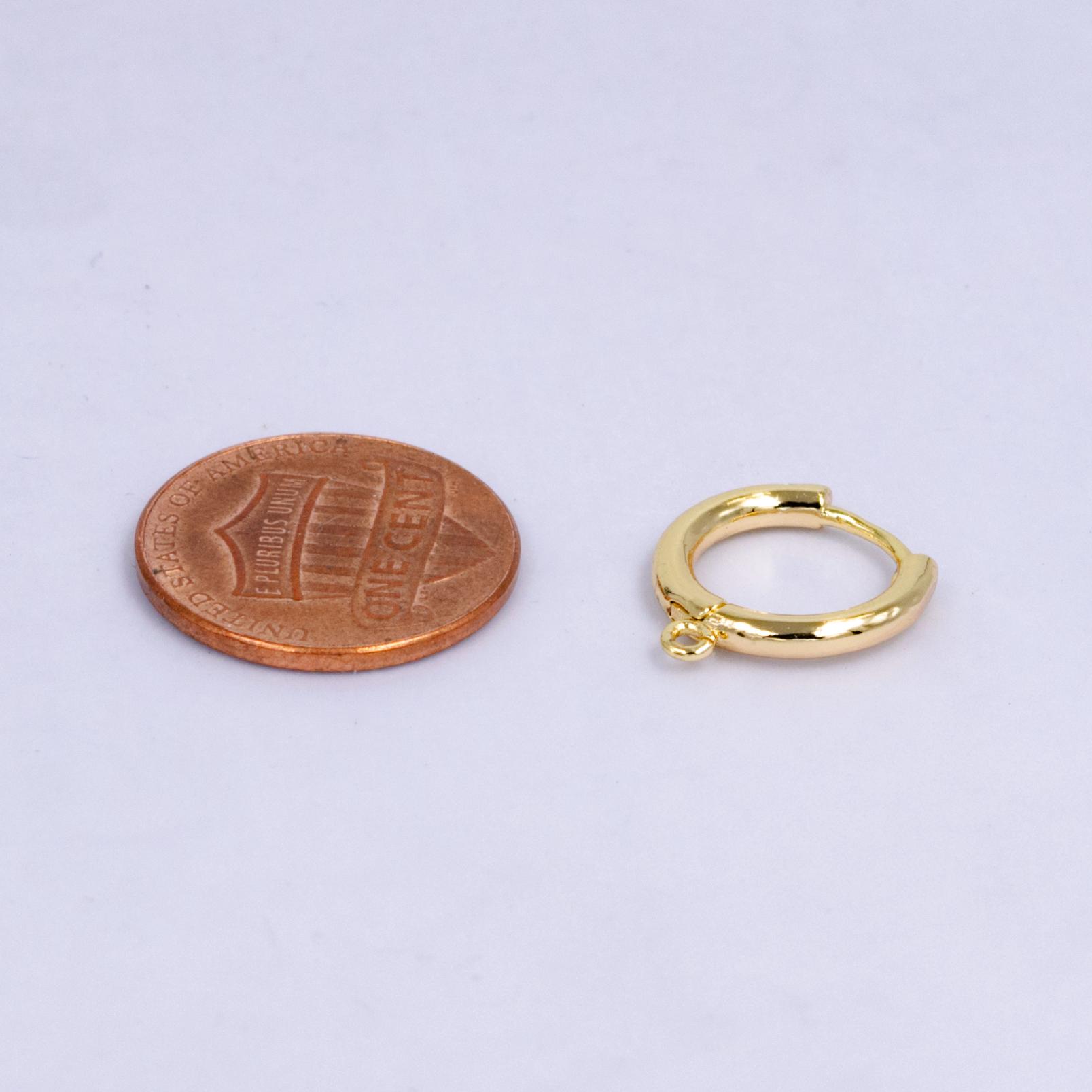 独創的 Open W/ Huggie Filled Gold 14mm Dainty Link Hoop Back Lever アクセサリー