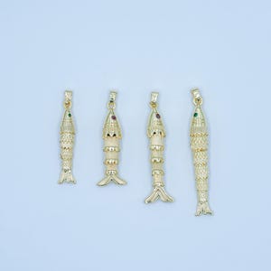 24k gold filled Articulated Fish Pendant Movable Tail Design Vintage Style Fisherman Charm Sardines Fish Unique Sea Life Inspired Jewelry