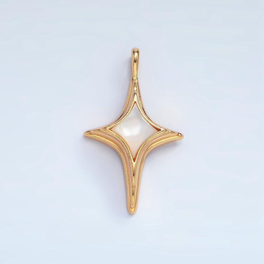 Shell Pearls Star Shell Pearl North Star Celestial 24k Gold Filled Pendant | AA-00975 - Etsy