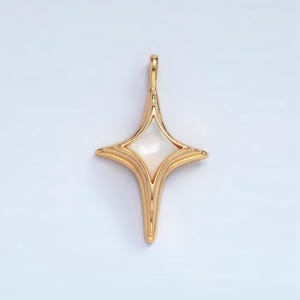 Shell pearl north star celestial 24k gold filled pendant | aa-975