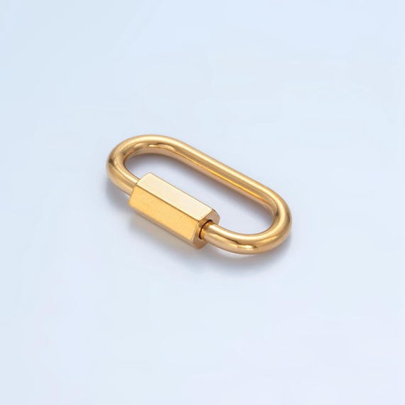 Stainless Steel 20mm Oval Carabiner Clasps Closure Findings Gold Screw Lock Charm Holder | Z-977