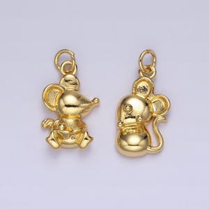 14k gold filled walking, sitting mouse mice animal charm | n1039 n1040