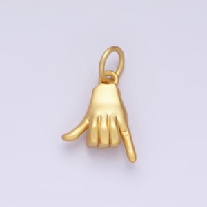 Shaka Hand Sign Symbol Charm, Unique Gold Fill Hang Loose Pendant Sign For Necklace Pendant Bracelet Earring Charm Jewelry Making AC-1375