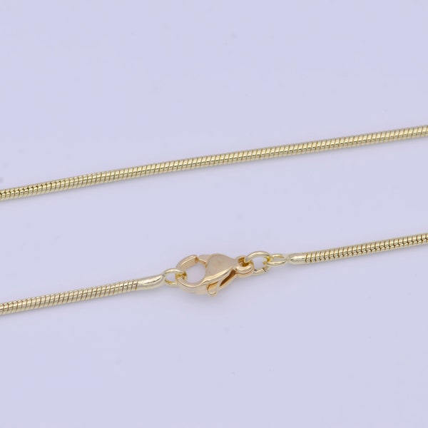 1.4mm Gold Snake Chain Necklace, 14K Gold Plated 17.7" Snake Link Ready to Wear Necklace | WA-1107