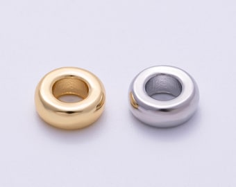 Rondella geometrica rotonda minimalista da 10 mm placcata in oro 16 carati, in oro e argento, per la creazione di gioielli fai da te, per collane / perline - 00237