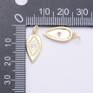 Mini Teardrop Clear cz pave evil eye charm piece, diy amulet component necklace bracelet earring | Charms-857