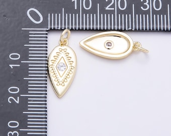 Mini Teardrop Clear cz pave evil eye charm piece, diy amulet component necklace bracelet earring | Charms-857