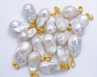 1pc aa pearl approx. 33 x 12mm big white baroque pearl pendant necklace 24k gold filled pendant p1906
