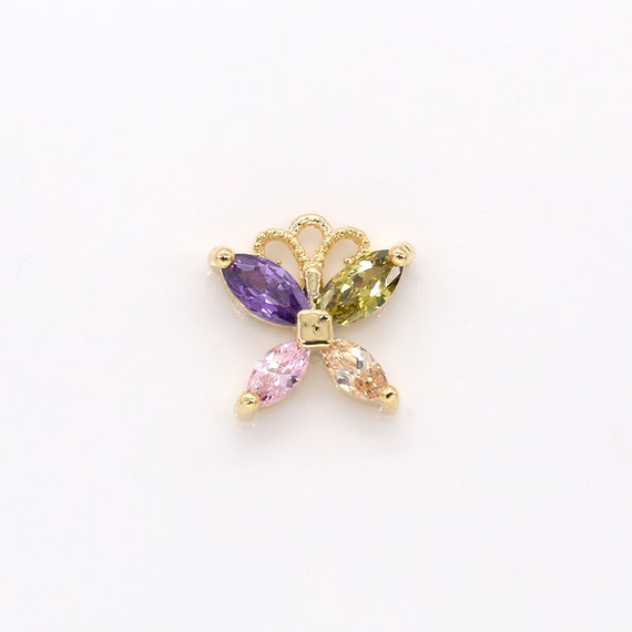 Colorful Tiny Gold Butterfly Charm Small Mariposa Pendant Etsy