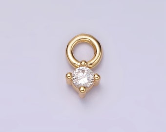 14K Gold Filled 5mm Clear CZ Round Mini Add-On Charm | AG529