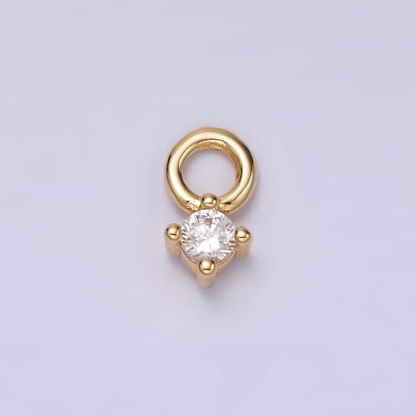 14K Gold Filled 5mm Clear CZ Round Mini Add-On Charm | AG529