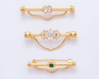 Broche con alfiler de seguridad de 42 mm relleno de oro de 18 quilates, con circonita cúbica, accesorio para bolso / z-1235