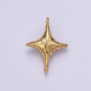 Dainty cz north star balloon charm connector, 24k gold plated micro pave cz bright polaris balloon connector for bracelet necklace | g-527