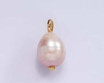 14K Gold Filled 17mm Pink Freshwater Pearl Drop Pendant | P1651