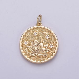 New Floral Collection Gold Holly Flower, Cherry Blossom, Lotus Charm 18K Gold Filled Medallion for Necklace Bracelet Supply