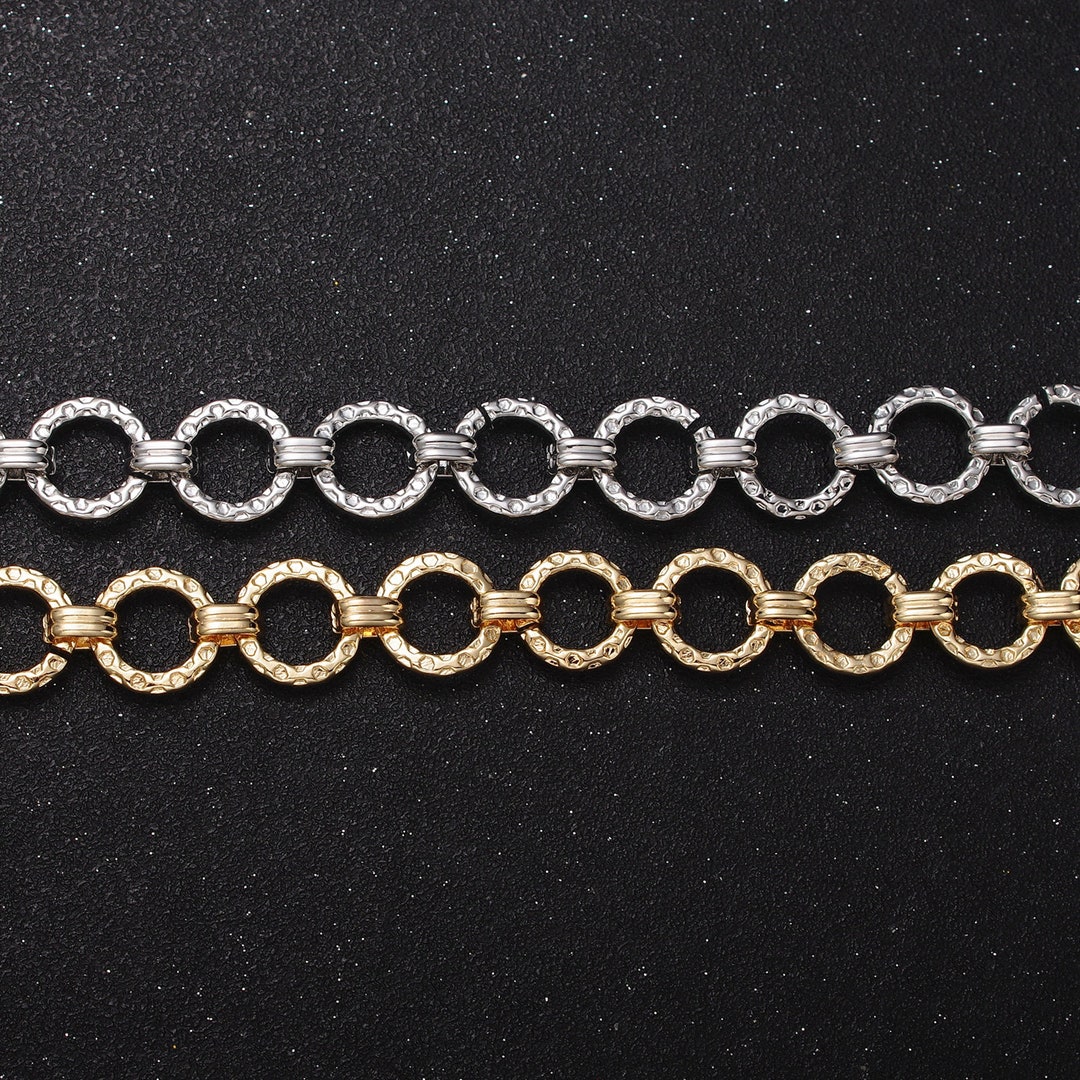 16K Gold Filled 12mm Round Rolo Hammered Unfinished Jewelry Making ...