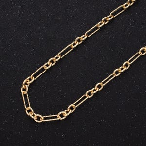 Chunky gold figaro chain by yard, link cable link elongate chain by yard, wholesale bulk roll chain jewelry making 6.2mm width, roll-1217