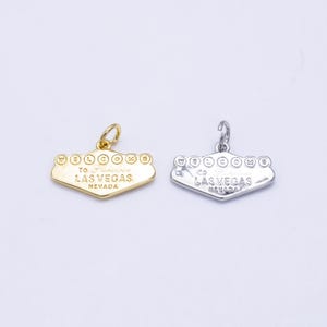 Delicati ciondoli dorati con la scritta "Benvenuti a Las Vegas" per bracciale, collana, ciondolo da ragazza, idea regalo da viaggio.