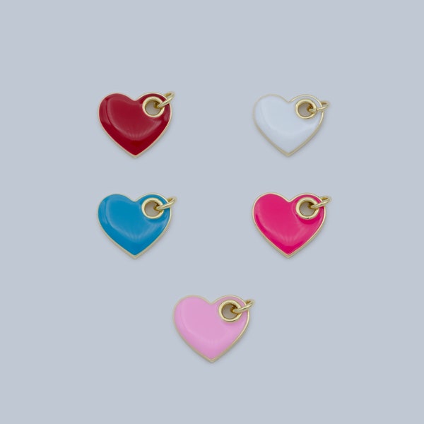 Dainty Enamel Heart Charm Colorful Sideways Heart Pendant Necklace Earring Bracelet Supply for Love Dainty Minimalist Heart Blue Pink Red