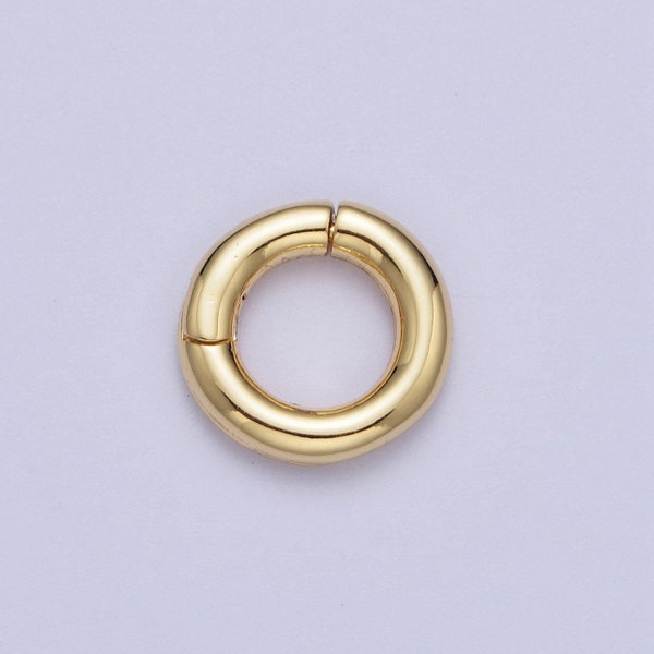 Gold Round Spring Gate Ring, 24K Gold Filled 11.7mm & 15.7mm Simple Round Circle Spring Pull Clasp | L-933, L-934