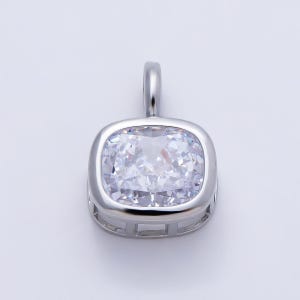 14k gold filled Clear Cz Eye Rectangle Oval bezel Charm Geometric pendant for Drop Jewelry Collar Cord Necklace Supply | Charms-751 image 13
