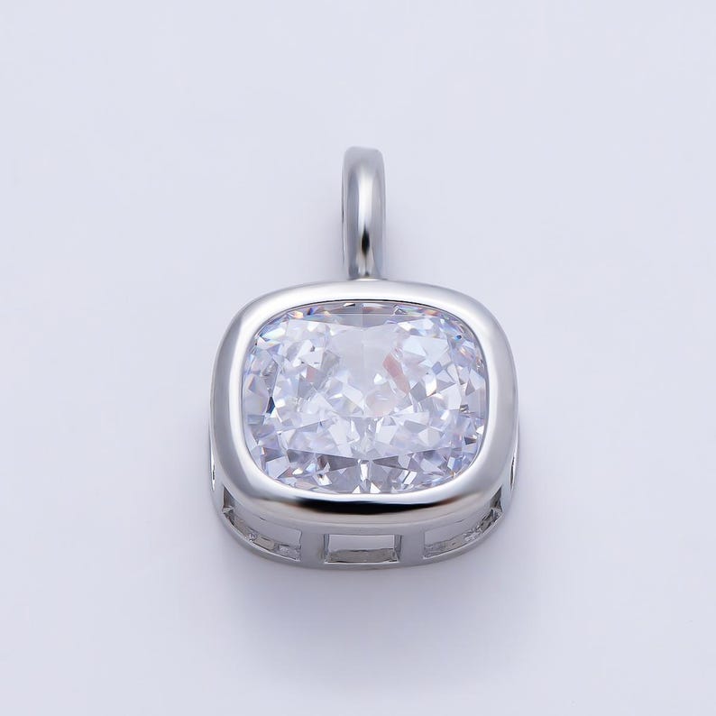 14k gold filled Clear Cz Eye Rectangle Oval bezel Charm Geometric pendant for Drop Jewelry Collar Cord Necklace Supply | Charms-751 image 13