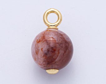 18k gold gefüllt 17 mm rund Naturstein Quarz Sphere Ball Perlen Charmeanhänger | AK-050