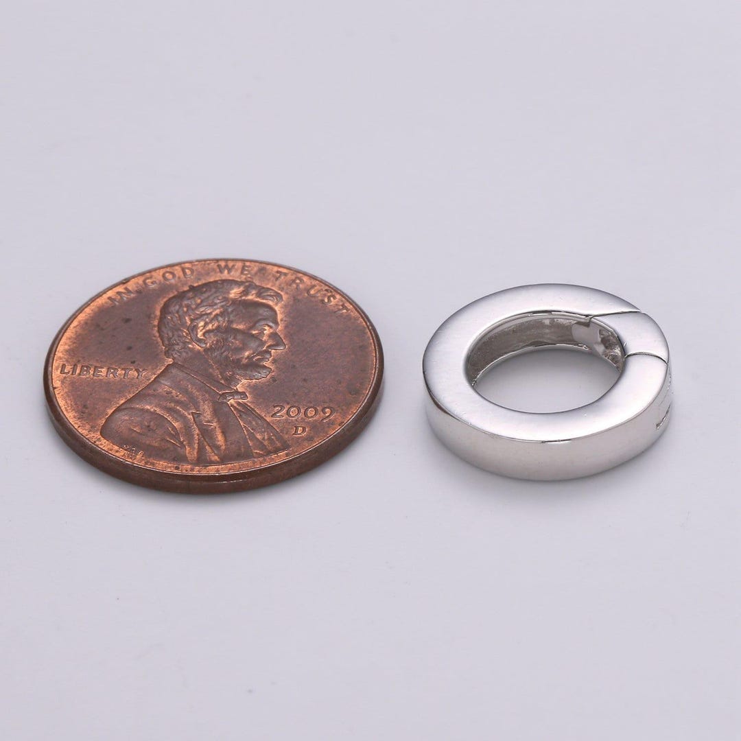 Sterling Silver Spring Gate Ring, Push Gate Ring 14mm Round Circle Ring ...