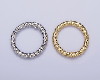 1 pc Twisted Gold Spring Gate Ring 22mm Marine Rope Push Gate ring, Charm Holder Fermoir pour connecteur, Wristlet Holder k-128 k-240