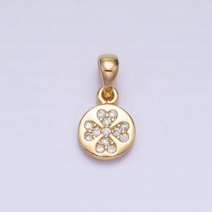 6.5mm mini clover charm cz micro pave clover charm, gold findings, necklace making accessories, gold plated aa347