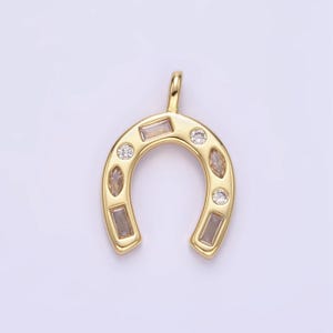 Gold horse shoe charms 24k gold filled lucky pendant cz horseshoe charm bracelet necklace for diy jewelry making supply aa1331