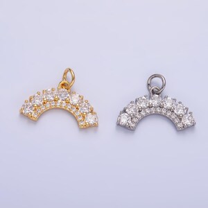 Klare Micro Pave CZ Regenbogen Charme gebogener geometrischer Gold gefüllter Charme | W419