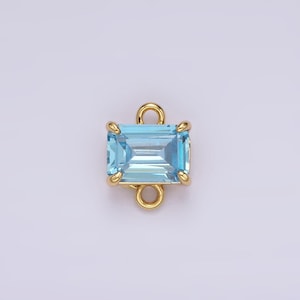 Mini connettore con ciondolo in topazio blu, connettore a maglie rettangolari in oro per bracciale, collana, orecchino, ciondolo a due fori, pietra portafortuna di dicembre