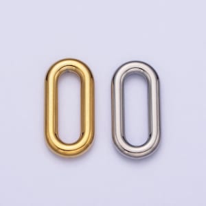 Stainless steel rectangular oblong paperclip link charm in gold & silver elongated link chain for necklace bracelet supply | p-903