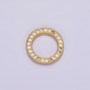 14k gold filled 12mm open round clear micro paved cz charm supply | z476
