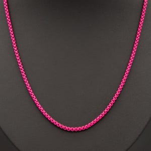1pc 18&#39;&#39;+2 &quot; ready to wear fuchsia fancy enamel link rolo cable chain,square link chain necklace,width 2.6mm perfect for pendant charm,1018