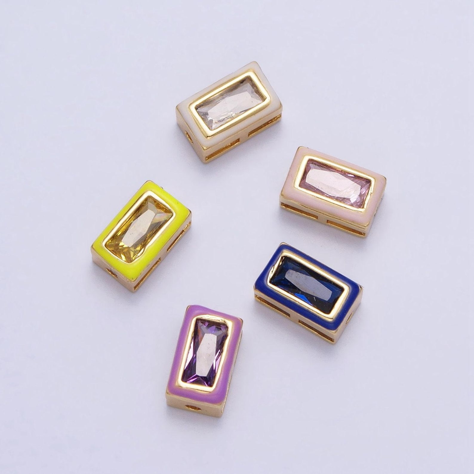 Cubiz Zirconia Square - Enamel Rectangle Cz Geometric Beads Gold Beads ...