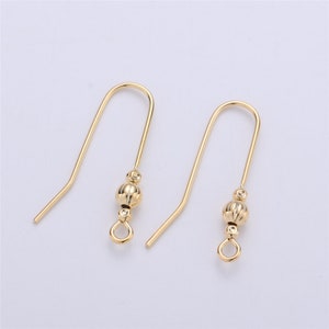 1 Pair Ear Hooks 14k Gold Filled Ear Wires with Open Link for Charm, Handmade Earring Findings, Gold Earwires, DIY Jewelry Supply K-222