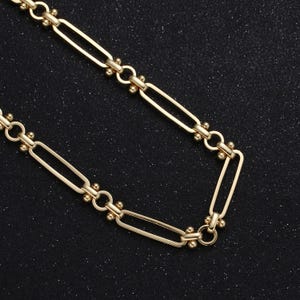 Gold stadium w/ unique  connector chain by yard,  double sided chain, wholesale bulk roll for jewelry making roll-488
