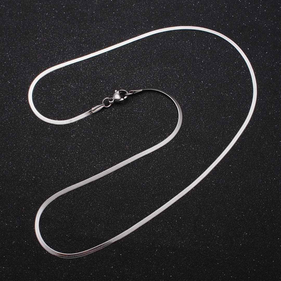 17.5 Inch Stainless Steel Herringbone Chain Necklace for Jewelry Making