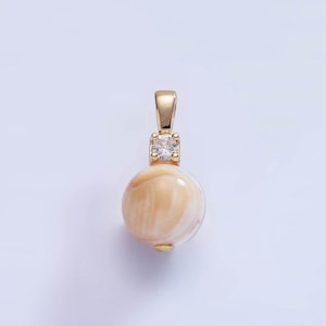Natural golden brown mother of pearl shell round beads 10mm charm high quality iridescent pearl gemstone pendant for jewelry making p1572