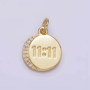 1111 gold filled angel number charm 11:11 angel number necklace charm coin cz spiritual gift ∙ lucky number necklace ∙ gift for her n937