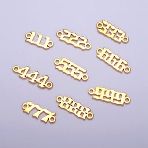 Gold filled angel number charm connector lucky number for necklace bracelet component  g856
