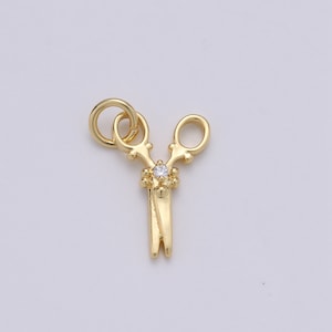 1 colgante de tijera de oro de 14 k, delicado colgante de tijera, para fabricación de joyas, CHGF-1663